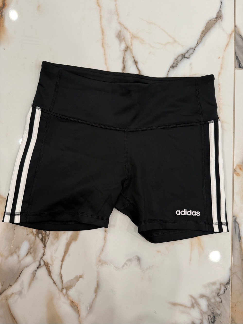 Adidas Women’s 3-Stripes Short Tights Black White NWT Size L